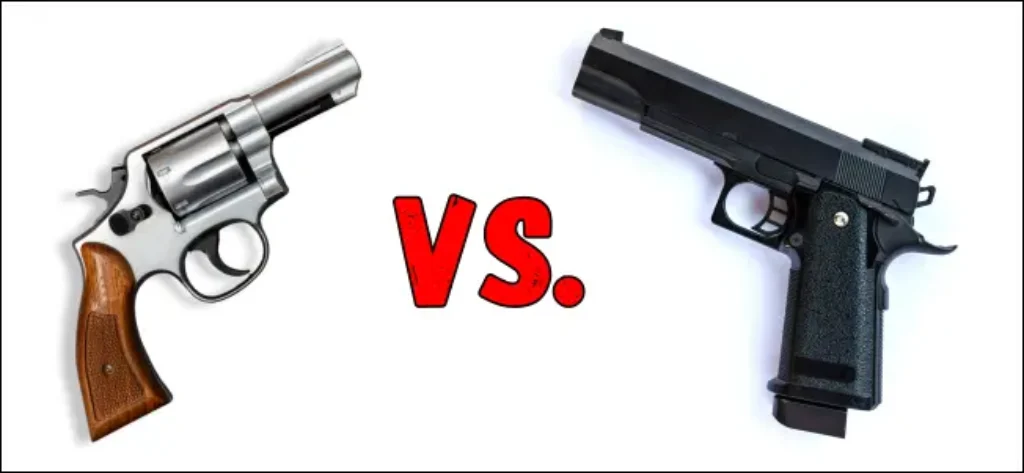 revolver and a semi automatic handgun