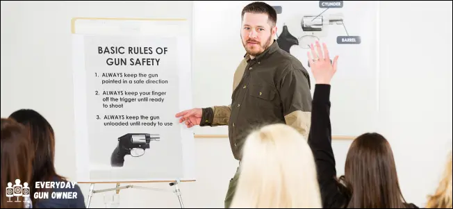 man teaching gun safety course