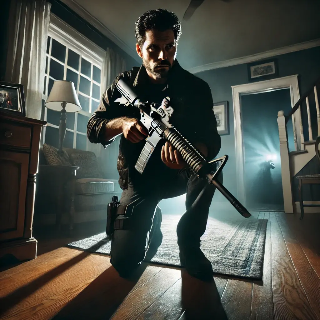 Man defending his home with an AR-15.