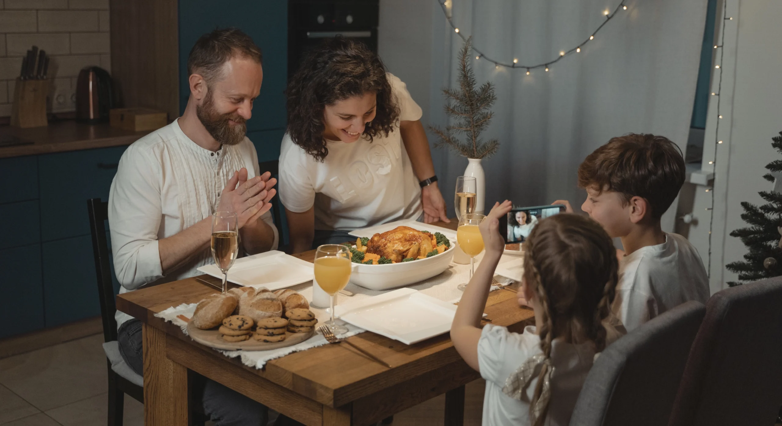 family having dinner