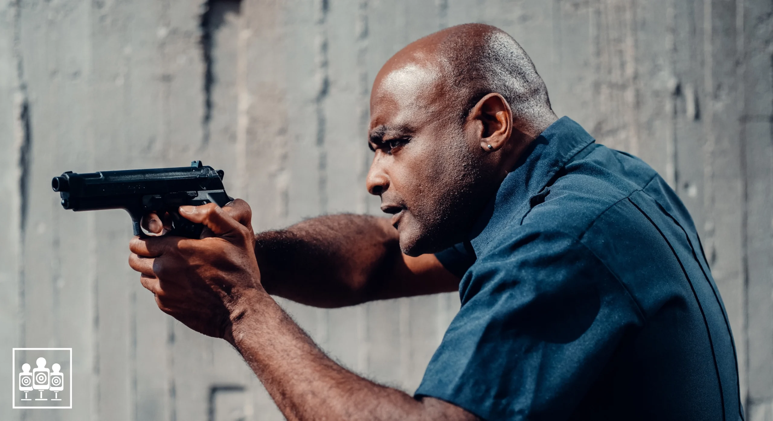 Man with Beretta handgun