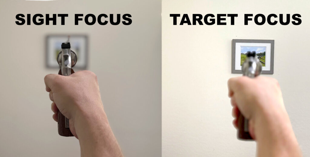 Examples of sight focus (left) and target focus (right)